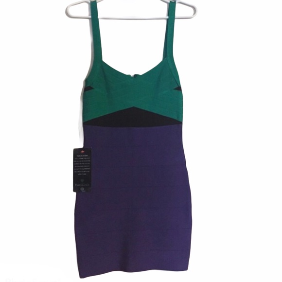 Bebe Crossfront Color Block Bandage Dress Size XS - Picture 2 of 3